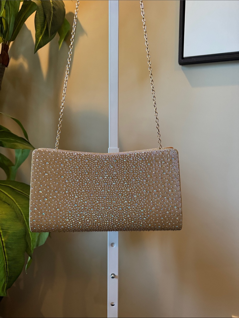 Crystal-Embellished Gold Evening Clutch by Jessica McClintock
